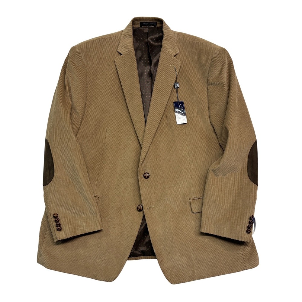 NEW Chaps 50R Tan Corduroy Blazer Jacket Sport Coat Elbow Patches Ralph Lauren